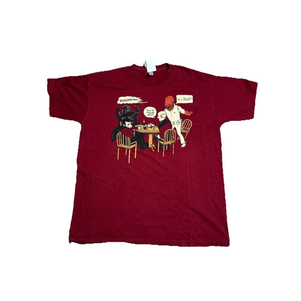 Star Trek Star Wars Shirt Parody Poker Adult L Woot Burgandy Short Sleeve